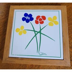 1983 HIMARK Saltera Wall Hanging Trivet - Ceramic Art Tile & Wood